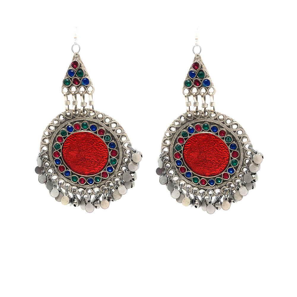 Ethnic Oxidized German Silver lotus big jhumka Earrings with pearl beads -  NetraDesignSolutions